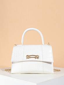 1pc Girls Luxury Crocodile Embossed Small Square Handbag, Metal Chain Crossbody Bag, Versatile Mini Bag For Banquet And Commute, Ideal Gift Choice - M635 - View 13