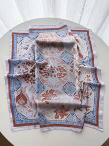 1pc Women's Square Bandana Casual Solid Color Head Scarf Suitable For Daily Use - Baby Blue - View 3