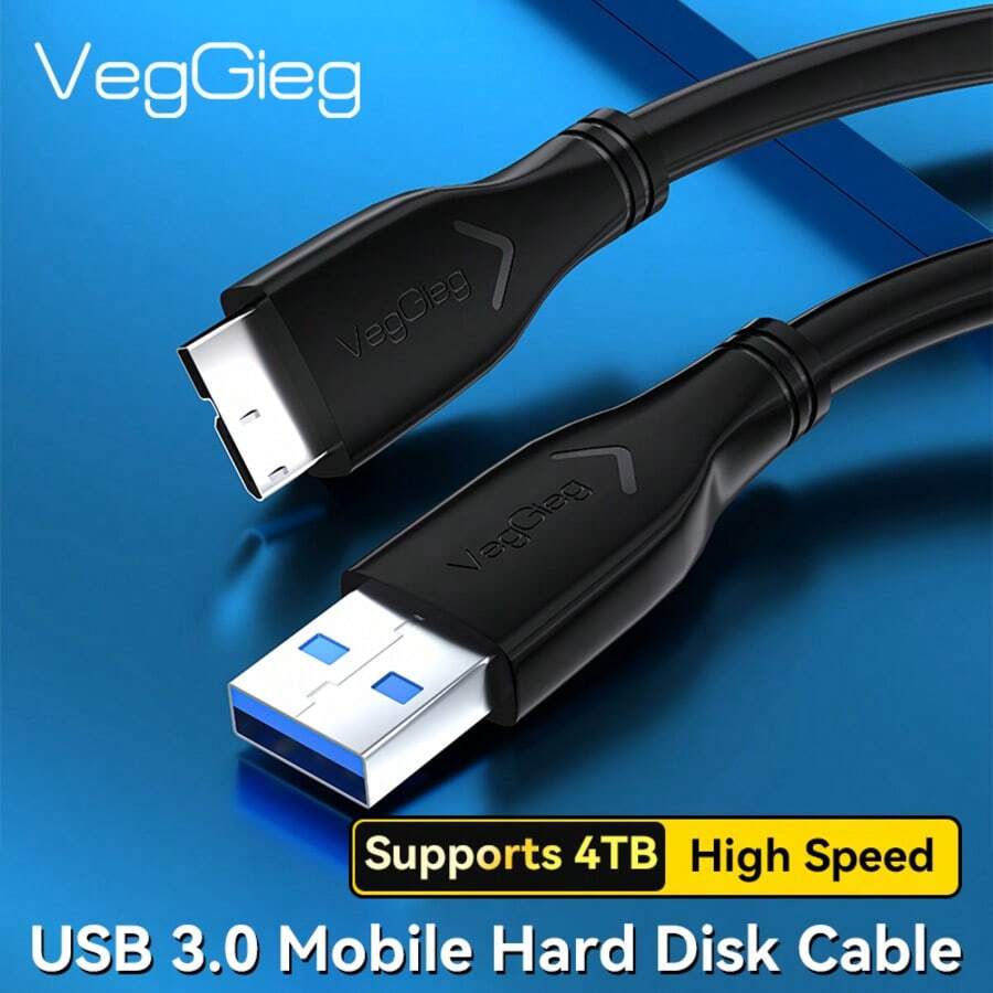VegGieg USB3.0 A To Micro B Hard Drive Cable, 5Gbps High Speed Data Sync Cord For 2.5" External HDD, WD Seagate Disk Enclosure - 查看 1