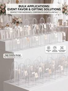 1/5/10/20/30/40/50pcs Transparent PVC Reusable Waterproof Tote Bags, Suitable For Parties, Holidays, Shopping, And Small Business Packaging - Gift Bag - View 5