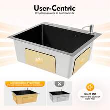 YUNRUX Stainless Steel Built-In Kitchen Sink, Various Models, Drain Fitting - Silver - View 10