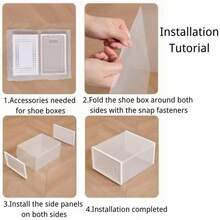6/12/24-Pack Shoe Storage Boxes, Transparent Plastic Stackable Shoe Cabinet Organizer, Space-Saving Folding Athletic Shoe Container Rack - View 8