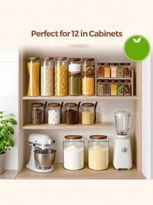 1pc Airtight Glass Storage Jar With Oak Wood Lid, Stackable Design For Organized Pantry And Kitchen Dry Goods - Multicolor - View 7