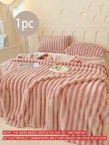 1 buah Selimut Bergaris Pink Super Lembut dan Hangat - Bahan Poliester yang Dapat Dicuci dengan Mesin, Pilihan Terbaik untuk Musim Semi dan Gugur, Cocok untuk Semua Musim, Sempurna untuk Sofa dan Tempat Tidur - Berwarna merah muda - View 9