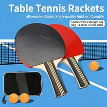 Juego de raquetas de tenis de mesa, incluye 2 raquetas, 3 pelotas de tenis de mesa y bolsa portátil, adecuado para principiantes - Multicolor - Ver 7