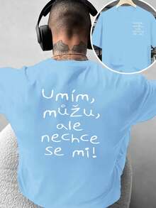 Kreatives, beidseitig bedrucktes Herren--Shirt im Design,-Shirt mit lustigem tschechischem Textdruck, einzigartige Sprache, vielseitig und stilvoll, geeignet für Freizeitkleidung zu Hause und Outdo - Schwarz - Übersicht 4