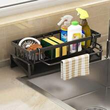 1pc Modern ABS Plastic Kitchen Storage Rack - Multifunctional Sponge And Towel Holder With Drainage, Suitable For Countertop And Sink Storage, No Electricity Required - Multicolor - View 6