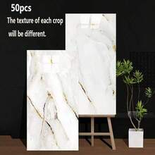 10/20/50pcs Marble Pattern Self-Adhesive Wall Tiles, Faux Natural Stone Wallpaper, Vinyl Foam Wall Stickers, Waterproof And Moisture-Proof, Easy To Clean And Cut, Peel And Stick, Suitable For Bathroom, Living Room, Kitchen, Bedroom Wall Decoration - Multicolor - View 16
