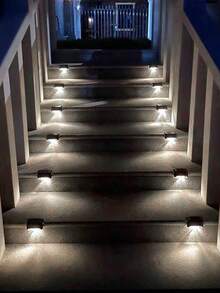 4pcs Solar Deck Lights, IP44 Waterproof Outdoor LED Step Lights, Wireless Fence Stair Lights, Dusk To Dawn Automatic On/Off, Solar Wall Mounted Landscape Lighting, Suitable For Railings, Patio, Poolside, Garden, Backyard, Pathway Holiday Decoration - Multicolor - View 5