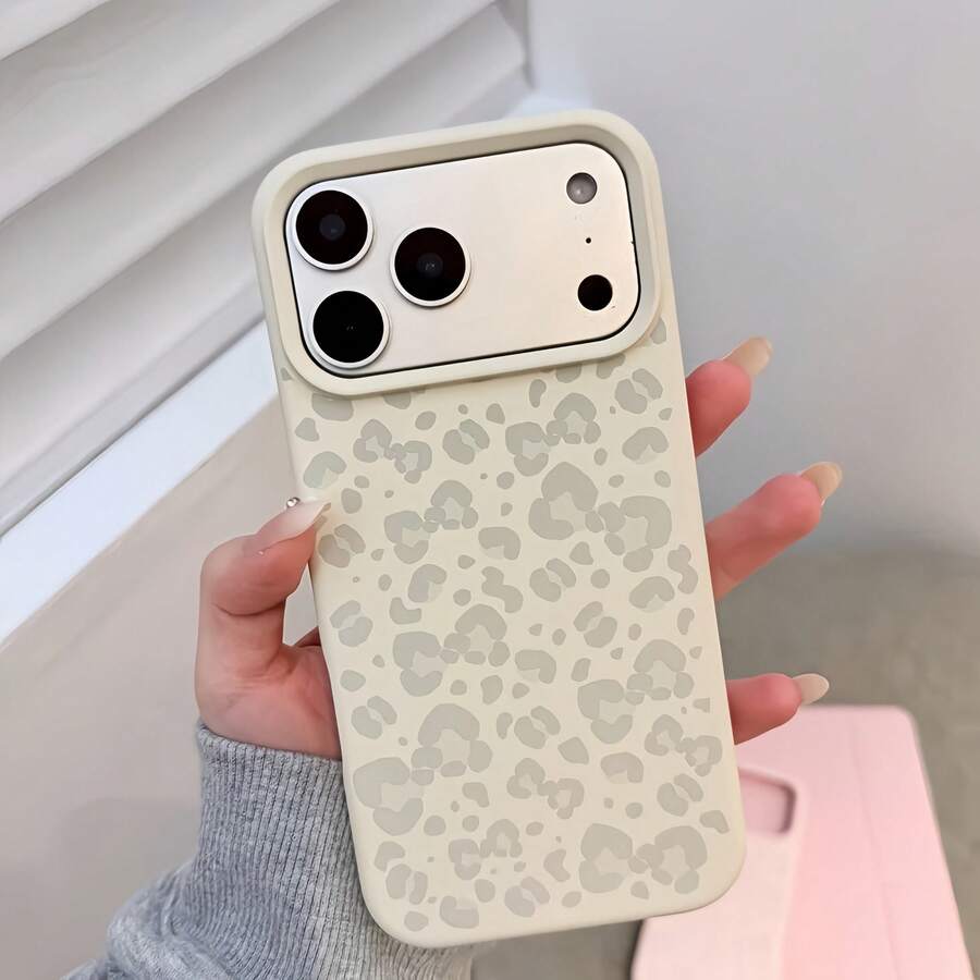 1pc White Matte TPU Light Gray Faint Leopard Print Phone Case Personalized Compatible With IPhone 16 Pro Max/17/16/15/14 Plus/13/12/11 Protective Case Air - Multicolor - View 1