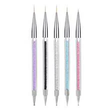 LANDOT 5件組美甲勾線刷組，雙頭壓克力美甲刷 5/7/10/12/15mm 美甲繪畫工具與點花筆，適用於長線、細節、精細繪畫，女性禮物 - 彩色 - 查看 11