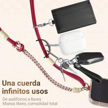 3 en 1 Correa para Celular, Cordón Antirrobo para Teléfono, Longitud Ajustable, Nylon Grueso y Hebilla de Aleación, Ideal para Viaje, Uso Diario, Compatible con iPhone y Android - azul claro - Ver 6