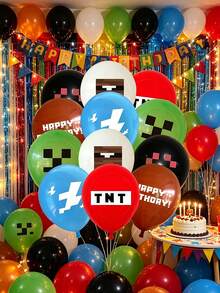 Minecraft Latex Balloons - Game Party Balloon Decorations - Boy Game Birthday Decorations - Pixel World Kids Birthday Party Decoration Balloons - Multiple Styles - View 2