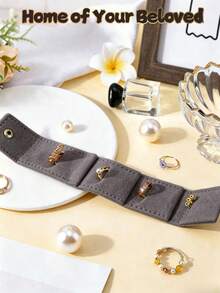 3pcs Mini Travel Jewelry Pouch, Portable Foldable Jewelry Storage Bag For Necklaces/Rings/Earrings, Fashion Women's Commute/Vacation/Business Travel Gift, Travel Essentials, Organizer, Holiday Must-Have, Wedding Favor - Grey - View 1