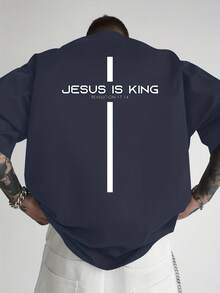 Men's Short-Sleeved Cotton T-Shirt: Black Background With White Vertical Stripes, Stylish Print On The Back, Casual Loose Fit. Suitable For Fitness, Sports, And Everyday Wear. - 白色 - 查看 8