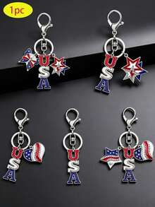 1 pieza Llavero colgante con tema rojo, blanco y azul, adecuado para mochilas, llaves y anillos de llaves de coche, perfecto como regalo para maestros o regalo de agradecimiento del 4 de julio - multicolor - Ver 1