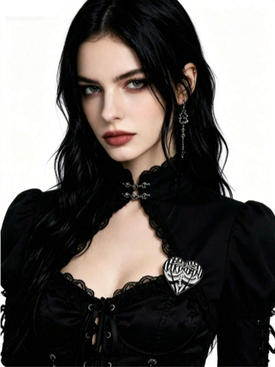 1 chiếc ghim cài áo hình trái tim Nightmare Before Christmas, huy hiệu cài ve áo phong cách Gothic bằng hợp kim kẽm, trang sức chủ đề Jack/Sally dành cho người hâm mộ - Nhiều màu - Xem 1