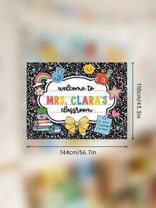 1pc Custom Text Welcome To Classroom Tapestries, Personalized Teacher Name Tapestry, Back To School Gift, Classroom Welcome Sign - Multicolor - View 9