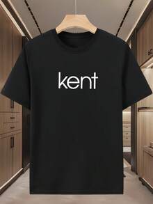 Fashionable Men's T-Shirt With Print - Black - View 1