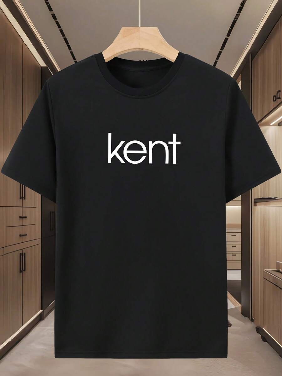 Fashionable Men's T-Shirt With Print - Black - View 1