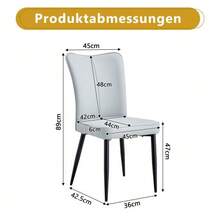 2 Modern Light Grey Dining Chairs, Available In Several Colours, Height 89 Cm, Light Grey PU Dining Chair Set, Black Metal Legs, Suitable For Offices, Restaurants, Etc. - Light Grey - View 5