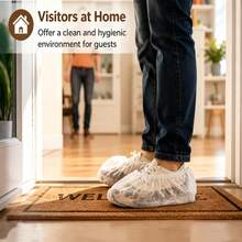 60PCS Disposable Non-Woven Shoe Covers, Elastic Dust-Proof Floor Protectors For Indoor Use, Pet-Friendly Shoe Covers For Guests, Cleaning, Moving, Hom - White - View 3