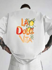 Sweet Life, camiseta de moda para hombre con estampado de doble cara de estilo italiano, adecuada para uso diario casual en casa o para actividades de fitness al aire libre, un top de estilo - Blanco - Ver 1