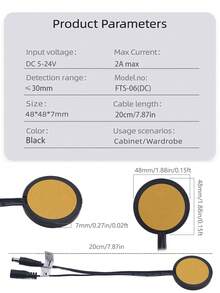 Penetrable 30mm Panel Touch Switch DC 5V-24V LED Dimming Controller Black White Smart Touch Sensor Dimmable Switch For Kitchen Cabinet Room Atmosphere Light - Black - View 5