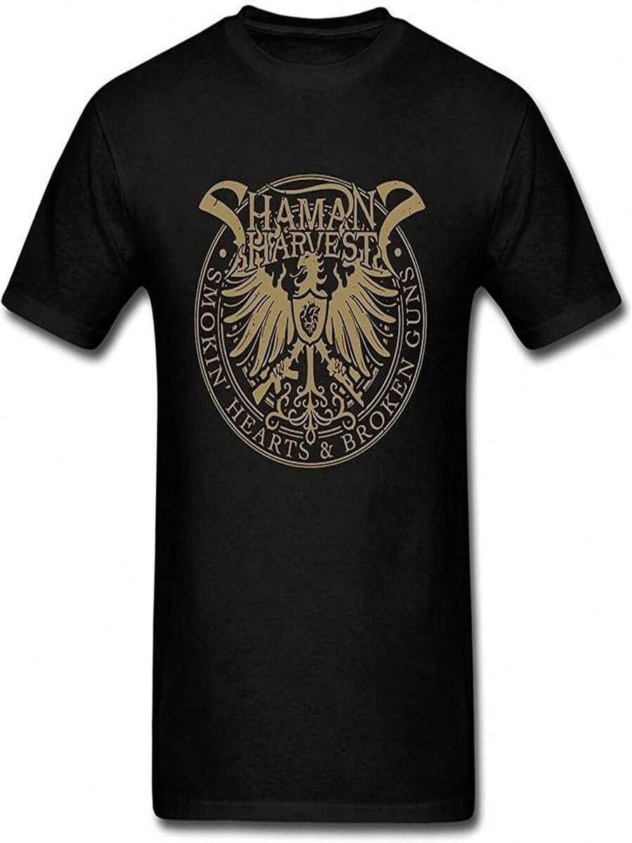 Camiseta negra de algodón con un estampado de cosecha chamánica. - Negro - Ver 1