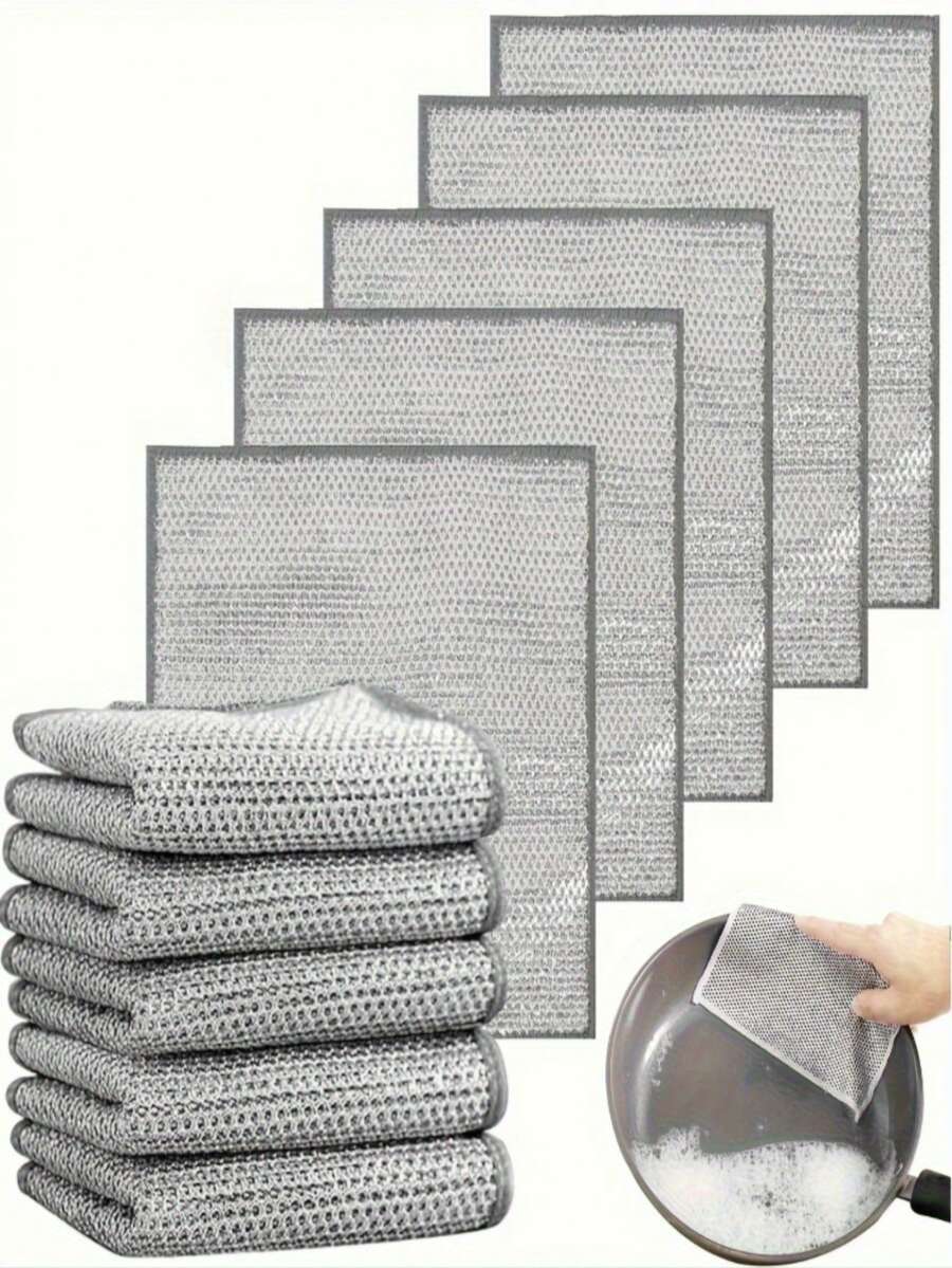 12/6/4/1 加厚雙面魔力清潔布 廚房抹布 金屬絲清潔工具 鍋具清潔巾 家用金屬網刷墊 強力去污 浴室用品 聖誕用品