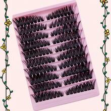 160 piezas de pestañas postizas de racimo individual D-Curl, estilos mixtos finos naturales y voluminosos, extensiones de pestañas reutilizables DIY, adecuadas para principiantes en casa - View 2