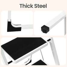 Folding Step Ladder Featuring A Broad Anti-Slip Platform, Suitable For Home Use, Versatile Step Stool, Compact For Storage, Supports Up To 166 KG, Ideal For Both For Home And Office 2-Tier Folding Stool, Step Ladder With Safety Lock, For Home Storage - White - View 5