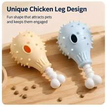 2 Colors Chicken Leg TPR Dog Treat Dispensing Chew Toy Spiky Textured Teeth Cleaning Bite Resistant Washable Relieve Anxiety Boredom Mental Stimulation Interactive Molar Play Toy For Small Medium Dogs Indoor Outdoor Pet Supply - Multicolor - View 4