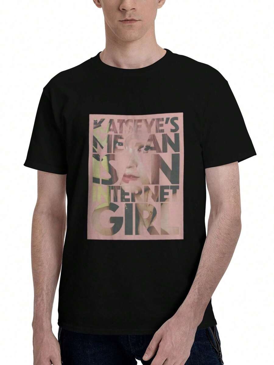 KATSEYE Unisex Graphic T-Shirt "Internet Girl" With Y2K Browser Window Design, K-Pop Fandom Print, Casual Short Sleeve T-Shirt. Ideal As A Gift, This Printed T-Shirt And - 黑色 - 查看 1