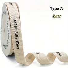Happy Birthday Ribbon 5/8 Inch X 10 Meters Natural Twill Herringbone Handmade Gift Wrapping Ribbon Craft Supplies Holiday Party Gift Wrapping Ribbon - Multicolor - View 15