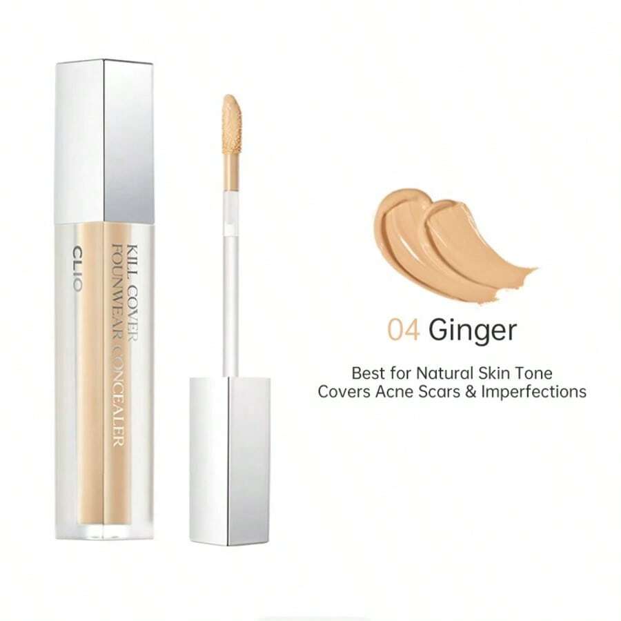 Clio Corrector de Cara de Cobertura Completa - Corrector Líquido de Alta Cobertura para Cicatrices de Acné & Manchas Oscuras - Una Fórmula Mate de Larga Duración que Camufla Pecas, Hiperpigmentación & Ojeras - 04 Color natural - Ver 1
