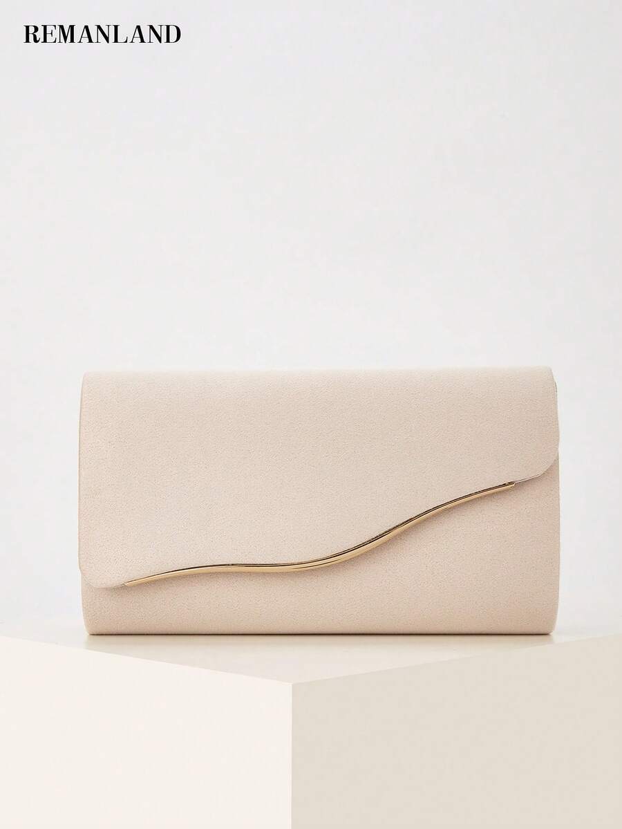 REMANLAND Women's Evening Bag, Apricot Fashion Evening Dress Clutch, Makeup Bag, Lightweight Crossbody Bag; Suitable For Business, Commuting, Wedding, Ceremony, Party, Holiday Gathering And Other Occasions. - Apricot - View 1