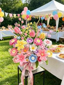 1 conjunto Kit DIY para Fazer Buquê de Macaron, Hastes de Chenille Limpadores de Tubo, Varetas Torcidas, Decoração de Chá de Bebê, Suprimentos de Flores DIY, Artesanato de Buquê Feito à Mão, Lembrancinha de Festa - Multicolorido - Visão 4