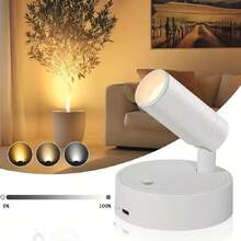 1件裝可充電磁吸式LED室內燈，USB充電，三色可調光，350°旋轉，電池供電壁燈，適用於臥室、床頭櫃、藝術品、繪畫、盆栽植物、攝影 - 彩色 - 查看 12