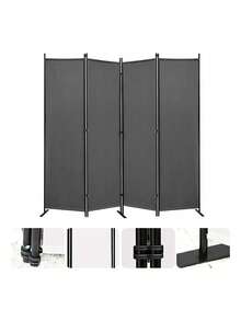 Biombo Separador Portátil Fácil Montaje 4 Paneles Moderno - gris - Ver 11