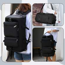 Mochila Gran Capacidad Resistente Al Agua Con Compartimento Para Zapatos Multibolsillos Ideal Para Viajes Deporte Y Uso Diario - Negro - Ver 2