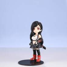 VII (FF/7) Tifa Lockhart Q版卡通公仔，原版遊戲服裝，PVC材質收藏娃娃，附圓形黑色底座，適合汽車儀表板裝飾、展示收藏及粉絲生日禮物 - 彩色 - 查看 7