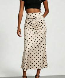 SUNSTORY Women's Summer Casual Commute Leopard Print Skirt, Suitable For Party, Office, Skirt, Music Festival, Casual Outing, Street Style, Autumn, - Apricot - View 1