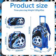 3pcs Roller Backpack Set, Soccer Print Backpack, Tote Bag, Outdoor Bag, Wallet, Best Gift For Back To School Season - Football Trolley Bag Set - View 3