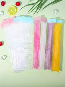 100pcs Thickened Popsicle Bags, DIY Ice Pop Molds, Suitable For Juice, Milkshake, Yogurt, Chocolate Ice Making, Reusable Self-Sealing Ice Cream Bags, Summer Cooling Essential - Multicolor - View 3
