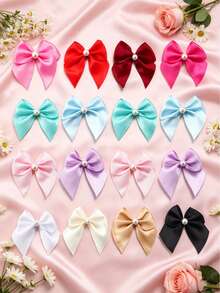 50PCS/20PCS Half-Round Patch Beads Handmade Ribbon Bows, DIY Jewelry Hair Accessories, Clothing Doll Decoration DIY Apparel Headwear Decoration Accessories - Half-circle Pearl Bow - View 5