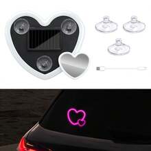 1pc/2pcs Solar Powered Heart-Shaped Neon LED Car Rear Window Wireless Atmosphere Light Decoration, Best-Selling Car LED Window Glowing Heart Atmosphere Light, Solar Powered Car Interior Neon Light USB Decoration, 3.7V+300mAh Lithium Battery - 彩色 - 查看 17
