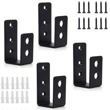 Open-Type Pole U-Shaped Bracket, Gate Pole Bracket, Road Barrier Bracket, Heavy-Duty Bracket Gate Reinforcement Kit - Black 4pcs Pack - View 5