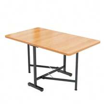 Elegante e minimalista tavolo da pranzo in colore naturale – Tavolo allungabile 120 cm x 80 cm, pieghevole e facile da riporre, stile moderno e minimalista, struttura in lega ad alta resistenza. - Cammello - Visualizzare 5