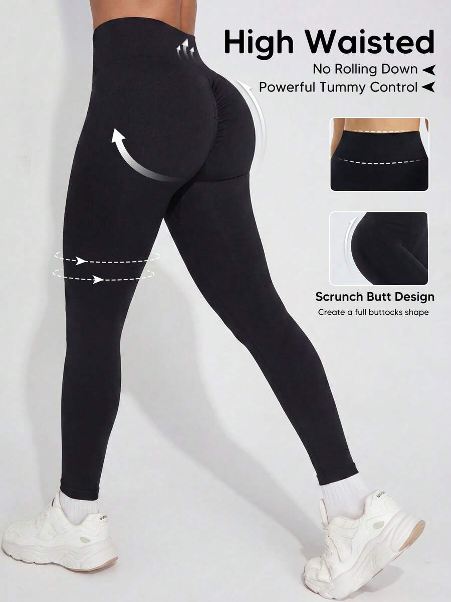 Women's Compression Yoga Pants, Seamless High Waist Tummy Control Shapewear Black - Black - View 1